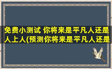 免费小测试 你将来是平凡人还是人上人(预测你将来是平凡人还是人上人，并给出职场建议)